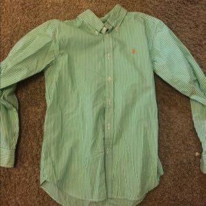 Green and white stripped button down Ralph Lauren